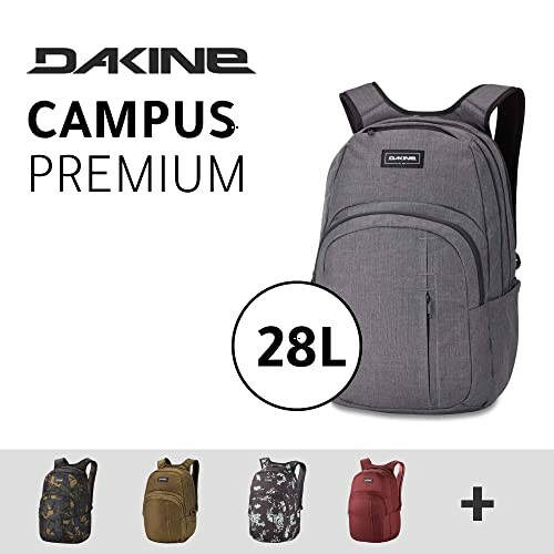 Dakine Campus Premium 28L backpack in gray and other colors